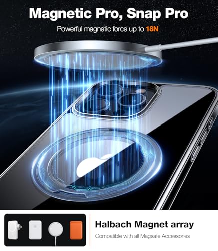 Image of TORRAS 360 Rotatable Ring for iPhone 14 Pro Max Phone Case [Compatible with Magsafe] with Stand, Magnetic Ring Holder Military Grade Shockproof Translucent Back Slim Ostand R, Clear | [Compatible with Magsafe] with Stand, Magnetic Ring Holder Military Grade Shockproof Translucent Back Slim Ostand R, Clear