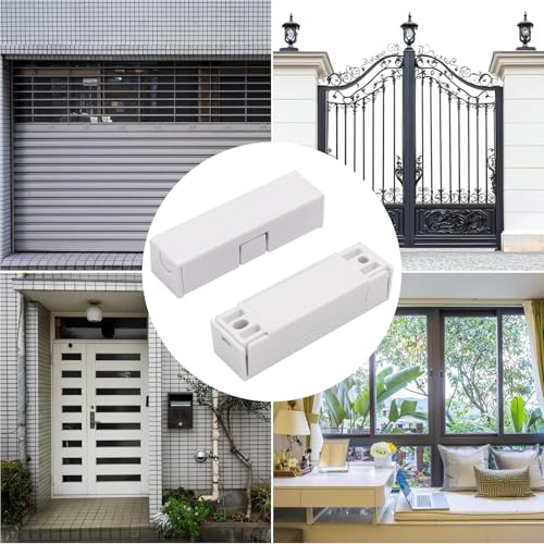 Image of 5Pcs Magnetic Reed Switch Wired Surface Mount Normally Closed NC Contact Sensor Alarm Magnetic Door Switch with 2 Wires, ABS White, MC-44b