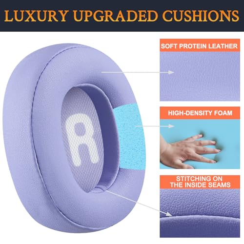 Image of SOULWIT Earpads Replacement for JBL Tune 700BT, 710BT, 720BT, 750BTNC, 760NC, 770NC Wireless Over-Ear Headphones, Ear Pads Cushions with Soft Protein Leather and High-Density Foam - Purple