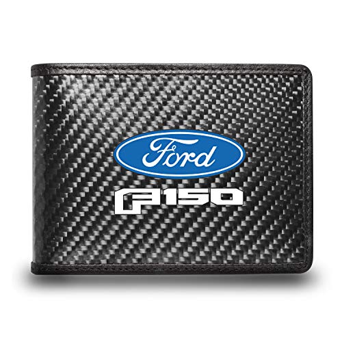 for - Ford F-150 2015 to 2020 Black Real Carbon Fiber Leather RFID Blocking Bi-fold Wallet