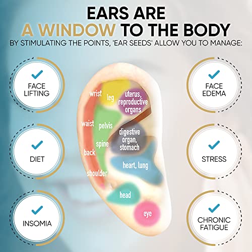Therapy Box Swarovski Ear Seeds Acupuncture Kit – 1X Tweezer, 20X Basic And 20X Acupressure Ear Seeds – Traditional Chinese Self Care Ear Seeds, Clear, Adhesive Beads (Mixed Color) #TOP1