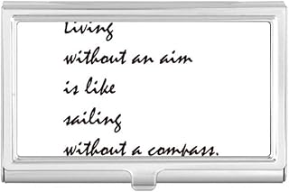 Quote People Must Live with an Aim Business Card Holder Case Pocket Box Wallet