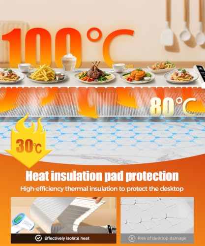 Image of Warming Mat for Food, 46x15 Inch, Off White, Fast Heat, Child Lock | Includes heat-resistant pad. Perfect for chafing dishes, buffet & parties. Easy to clean & store. 6 settings, timer & lock.
