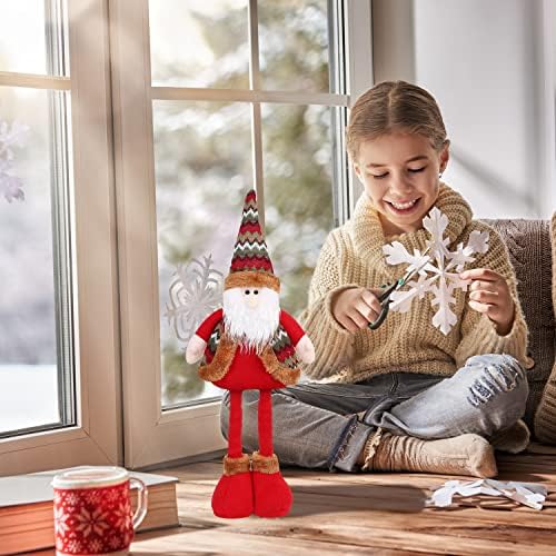 22 Inch Christmas Santa Claus Decoration, Standing Handmade Plush Doll with Retractable Legs for Christmas Ornaments Home Holiday Decoration, Standing Santa for Kids