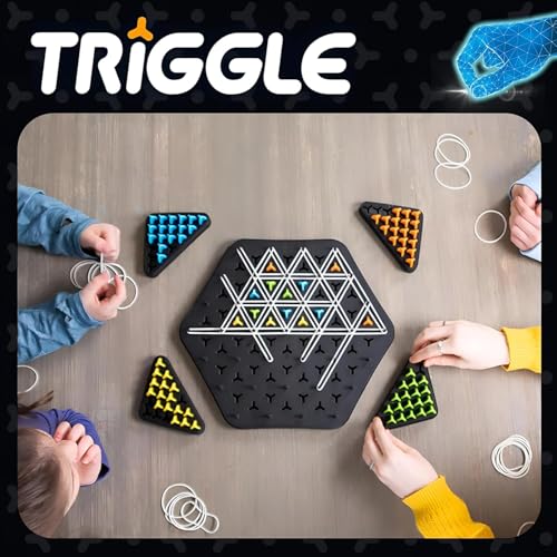 Image of Chain Triangle Chess Triggle Rubber Band Game Strategy Board Game | Interactive Brain Teaser Desktop Puzzle for Kids & Adults | Family Fun Night Party Game for 2 to 4 Players(Triggle Games)