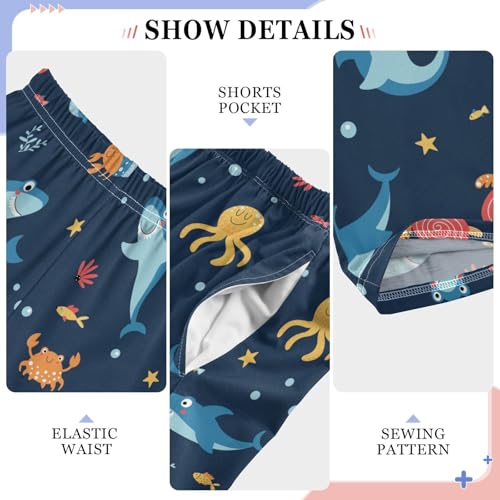 Crab Shark Boys Long Pants Soft Trousers Elastic Waist Kids Lounge Bottoms with Pockets S-XL4