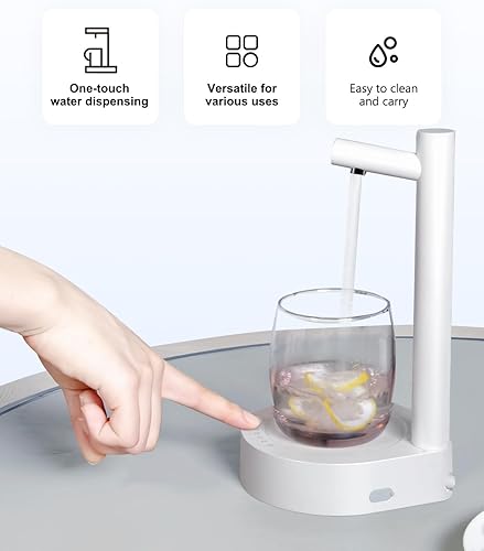 Miniatura 8 de PLUZZ - Dispensador de agua de escritorio para botella de 5 galones, bomba de agua eléctrica portátil pequeña para jarra de 5 galones para el hogar,