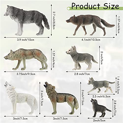 8 Pieces Wolves Figurines Wolf Animal Toy Wolf Cake Toppers For Kids Realistic Woodland Party Supplies For Boys And Girls, 8 Styles #TOP1
