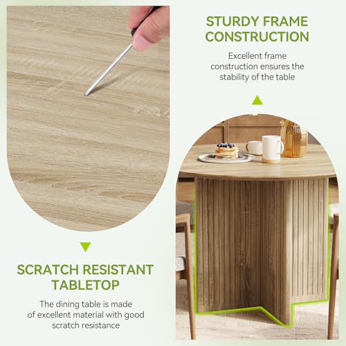 LITTLE TREE Round Dining Table for 4-6 People, Modern Wooden Kitchen Table with Pedestal Base, Small Dinner Table for Dining Room, Kitchen, Living Room by LITTLE TREE - Used condition - Image 2