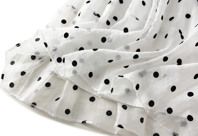 Long Casual Skirts for Women Polka Dot Pockets Elastic High Waist Flowing Midi Fairy Skirts Vacation Autumn4