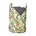 ABAKUHAUS Mandarino Borsa per il bucato, Mandarini Fiori d'epoca, Cestino con manici Chiusura a cordoncino per lavanderia, 33 x 33 x 49 cm, Arancione Verde Oliva