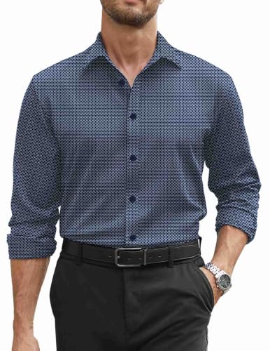 Image of COOFANDY Mens Stretch Dress Shirts Long Sleeve Button Down Shirt Regular Fit Formal Business Shirts