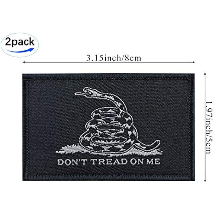 JBCD 2 Pack Gadsden Flag Patch Don't Tread On Me Flags Tactical Patch Pride Flag Patch for Clothes Hat Patch Team Military Patch