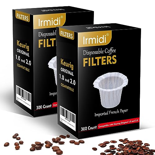 Image of Irmidi 600 Count Disposable Paper Coffee Filters,Compatible with Keurig 1.0 and 2.0 Single Serve Brewers