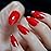 Glossy Chinese Red Press on Nails - iBeautying False Nails - Solid Finish Finger Daily Wear Nail - Medium Almond-shaped Acrylic Reusable Fake Nails 24pcs