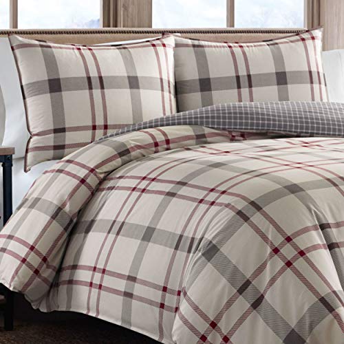 Eddie Bauer Home | Portage Bay Collection | 100% Cotton Soft & Cozy Premium Quality Plaid Comforter With Matching Shams, Full/Queen, Grey #TOP1