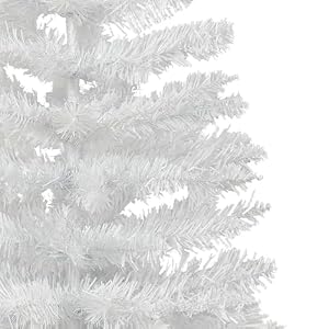 6 Feet Hinged Slim Pencil Artificial Fir Christmas Tree with Foldable Metal Stand,460 Tips,White 6 Feet Hinged Slim Pencil Artificial Fir Christmas Tree with Foldable Metal Stand460 TipsWhite