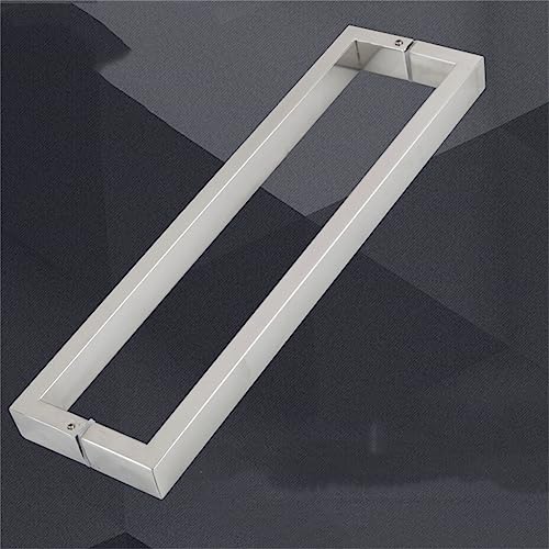 Poignée de porte en verre de salle de bain double poignée incurvée en acier inoxydable carré