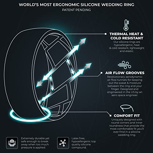 Saco Band Silicone Ring For Men - 8Mm Width 2.3Mm Thick (Dark Metallic E, Black, White, Grey A - Size 13.5-14 (22.69Mm)) #TOP1