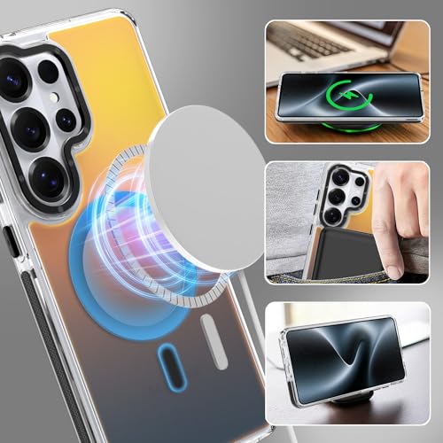 Image of Magnetic Case for Samsung Galaxy S26 Ultra [Compatible with Magsafe] [Cute Fashion Fluorescent Design] [1 Screen Protector] Slim Translucent Matte Case for Galaxy S26 Ultra 6.9 inch, Black
