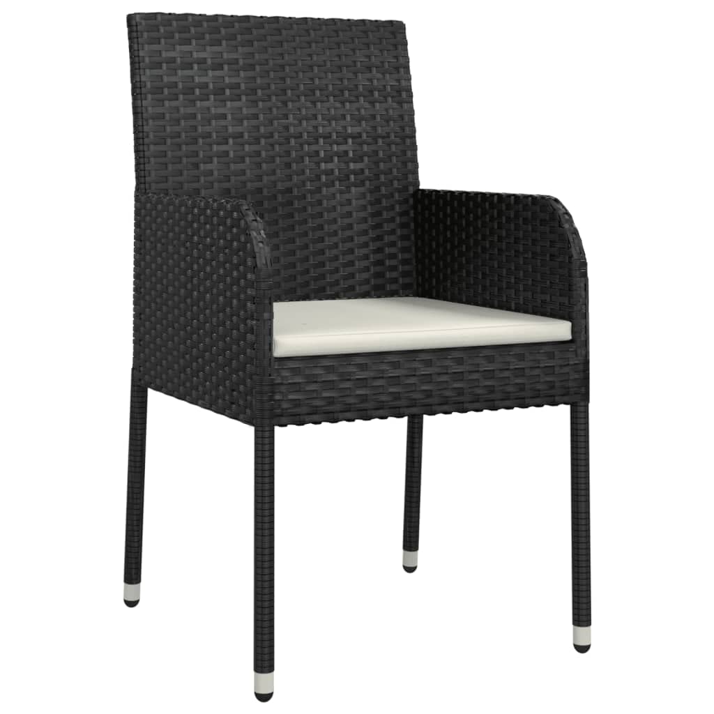 Terrassenmöbel Gartensofa Möbelsets Gartenlounge Set Loungemöbel 5-TLG. Garten-Essgruppe mit Kissen Schwarz Poly Rattan