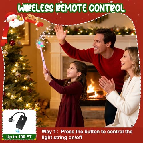 Wireless Remote Control Outlet, Magic Light Wand for Christmas Tree Lights and Home Decoration Lights, Remote Magic Wand Switch Kit with Music, Ideas for Kids/Friends/Family, Pink by Bonfix - Image 2