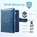 ACdream Passport Holder Cover, PU Leather Travel Wallet Case, RFID Blocking Document Organizer Protecrtor, with Slots for Credit Cards, Boarding Pass, for Women and Men - Dark Blue