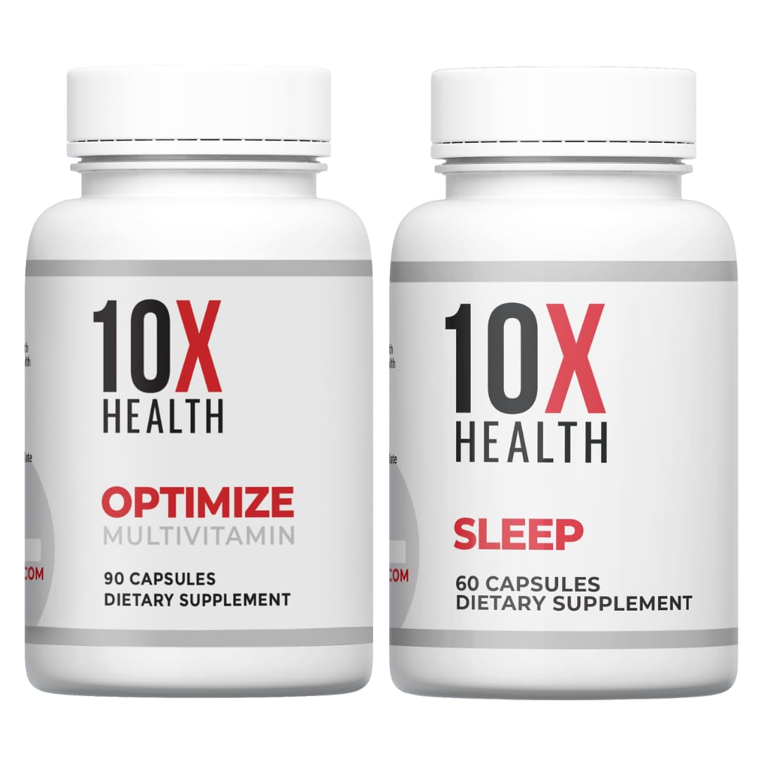 10X Health Methylated Multivitamin - Daily + PM Sleep Kit | Multinutrient Capsules + Magnesium, L-Theanine &amp; Melatonin, 2-Pack Bundle