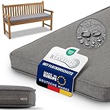 Beautissu Bankauflage Outdoor 140x40 cm Bankkissen Wetterfest - UV-Beständig Pflegeleicht Gartenbank Sitzkissen waschbar – 5cm dick Bankpolster Bezug abnehmbar Gartenmöbel Hellgrau – Calme BK