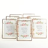 Koyal Wholesale 8-Pack Pressed Glass Floating Photo Frames 5 x 7 with Rose Gold Stands for Horizontal or Vertical Pictures, Table Numbers, Place Cards