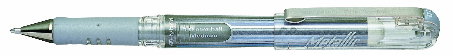 Pentel 1.0mm Tip Hybrid Gel Grip Dx Metallic Pen with Chunky Barrel - Silver