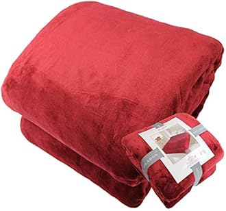 SOLARON Queen Blanket Soft Extra Large for Fall Winter Spring All Season Cozy Warm 430GSM Medium Weight Thermal Thick Flannel Fleece for Couch Bed Sofa 88 x 95 inches (Burgundy, 1)