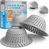 zaa Bathtub Drain Hair Catcher, 2 Pack Silicone Collapsible Drain Protector for Pop-Up and Regular D