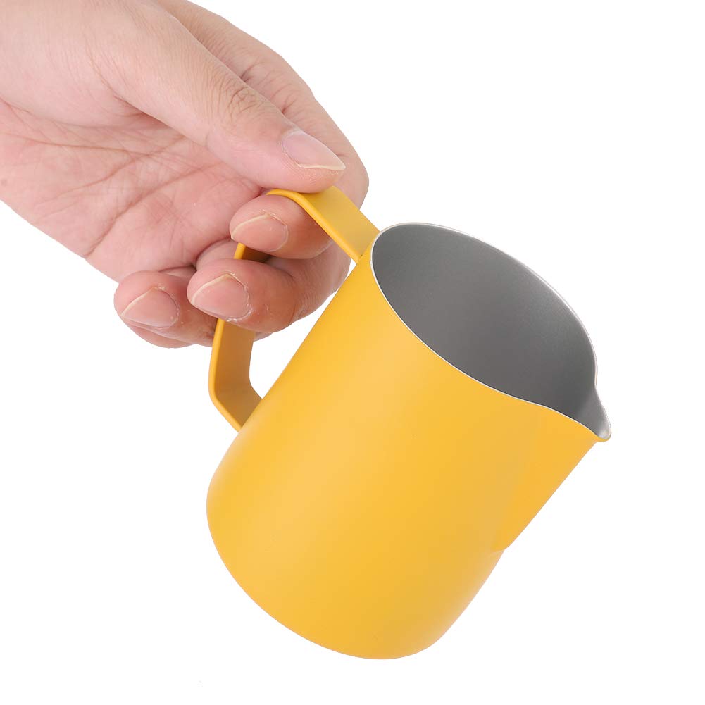 600 ml kubek do spieniania mleka ze stali nierdzewnej dzbanek dzbanek Latte Art do użytku w domowej kawiarni (Żółty)
