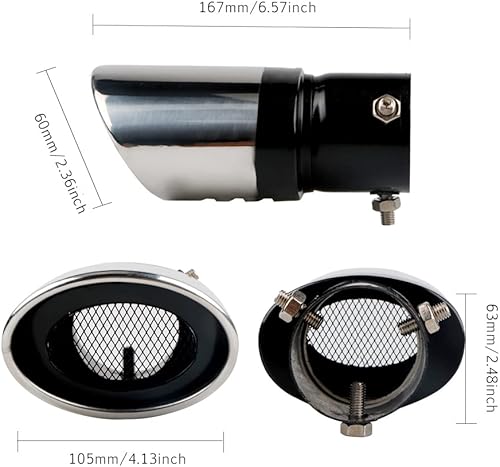 Miniatura 9 de Sakali Punta de escape universal para tubos de 1 12 pulgadas a 2 14 pulgadas de diámetro de acero inoxidable atornillado para el silenciador de cola