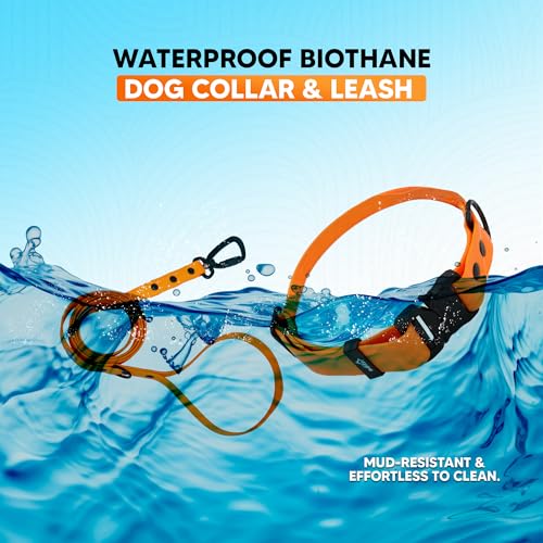Image of Adil'S Waterproof Leash and Collar Combo Set - Adjustable & Breathable Biothane Collar with Leash Suitable for Medium & Large Size Dogs (Lease 5Ft),Orange, M