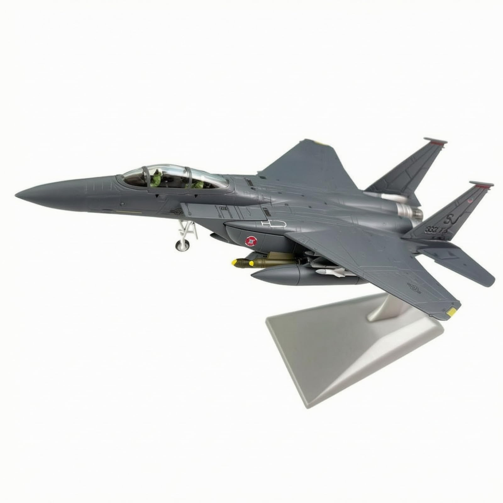 Modello di Caccia con Supporto Statico Modello di Aereo con Supporto Realistico Aereo da Caccia in Miniatura per Vetrina, 1/100 F-15E 0473