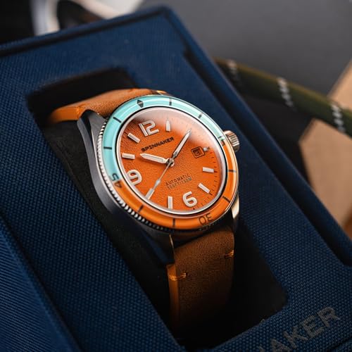 Image of Spinnaker Fleuss Men's Automatic Dive Watch - Miyota 8215 Movement, 43mm Stainless Steel Case, 150m Water Resistant, Leather Strap, SP-5055