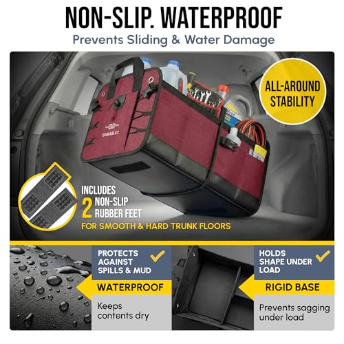 DURABLEZ 5-Section Trunk Organizer for SUV, Truck, Sedan, Van – Modular Extra Large Cargo Storage Bin, Detachable Car Trunk Organizer with Dividers, Collapsible Auto Organization System – Cherry Red by DURABLEZ - Image 7