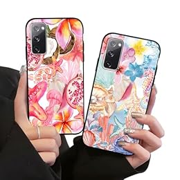 Zrutru 2 Pack Cute Summer Phone Case for Samsung Galaxy S20 FE 5G/S20 Lite/S20 Fan Edition 6.5",Collage Flower Aesthetic Floral Cases Beach Preppy Cover for Women Girls,Black Slim Protection Funda