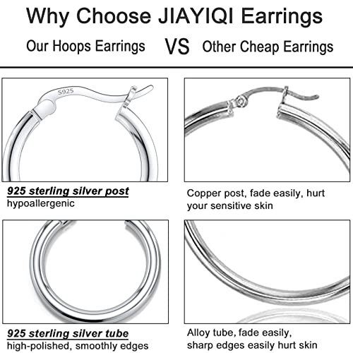 Sterling Silver Hoop Earrings For Women Lightweight Round Small Sliver Hoop Earrings Hypoallergenic Diameter 25Mm #TOP3