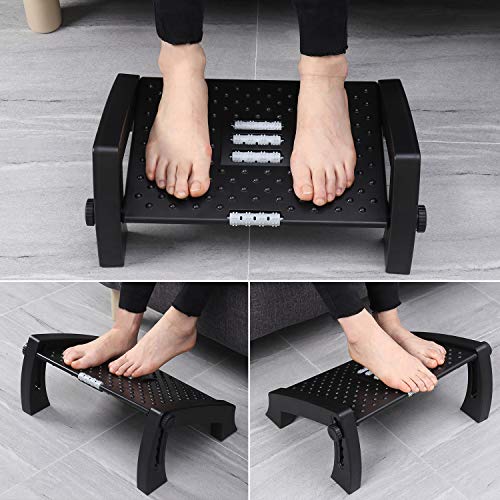 Apvti Foot Rest For Under Desk, Foot Stool -6 Height Adjustable With Massage Surface And Roller For Home Office, All Ages #TOP5