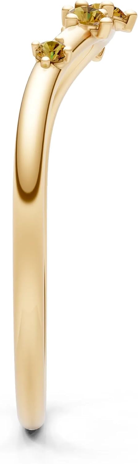 PEORA Round Cut Citrine Stackable Band Available in Solid 10K, 14K or 18K Ring – White, Yellow or Rose Gold