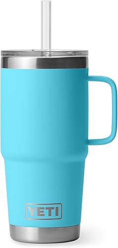 Miniatura 333 de YETI Rambler - Vaso de viaje con asa y tapa con popote, 35 onzas, vaso de agua de viaje, con asa, acero inoxidable, color blanco