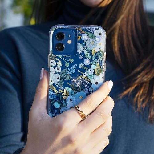 Image of Rifle Paper Co. iPhone 13 Pro - 10ft Drop Protection with Wireless Charging, Scratch Resistant Protective 6.1 inch Case for iPhone 13 Pro, Shock Absorbing Material, Floral Print -Garden Party Blue
