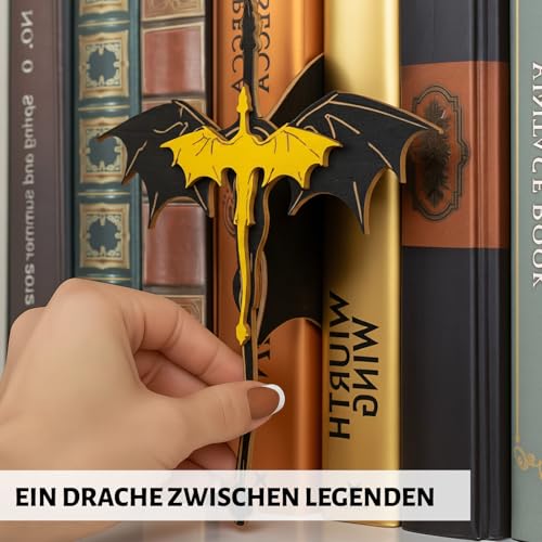 Buchstütze, Drachen Bücherregal Deko, Holz Bookends für Bücher Deko, Stilvolle Bücherregal, Drachendesign verleiht Ihrem Bücherregal eine Mode Dekoration