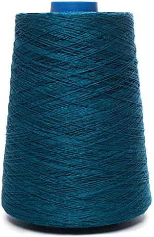 Lusie's Linen Yarn - 100% Linen - 1.15 lb (18oz) Cone - Turquoise Color - for Weaving, Crocheting, Knitting, Embroidery (2-PLY)