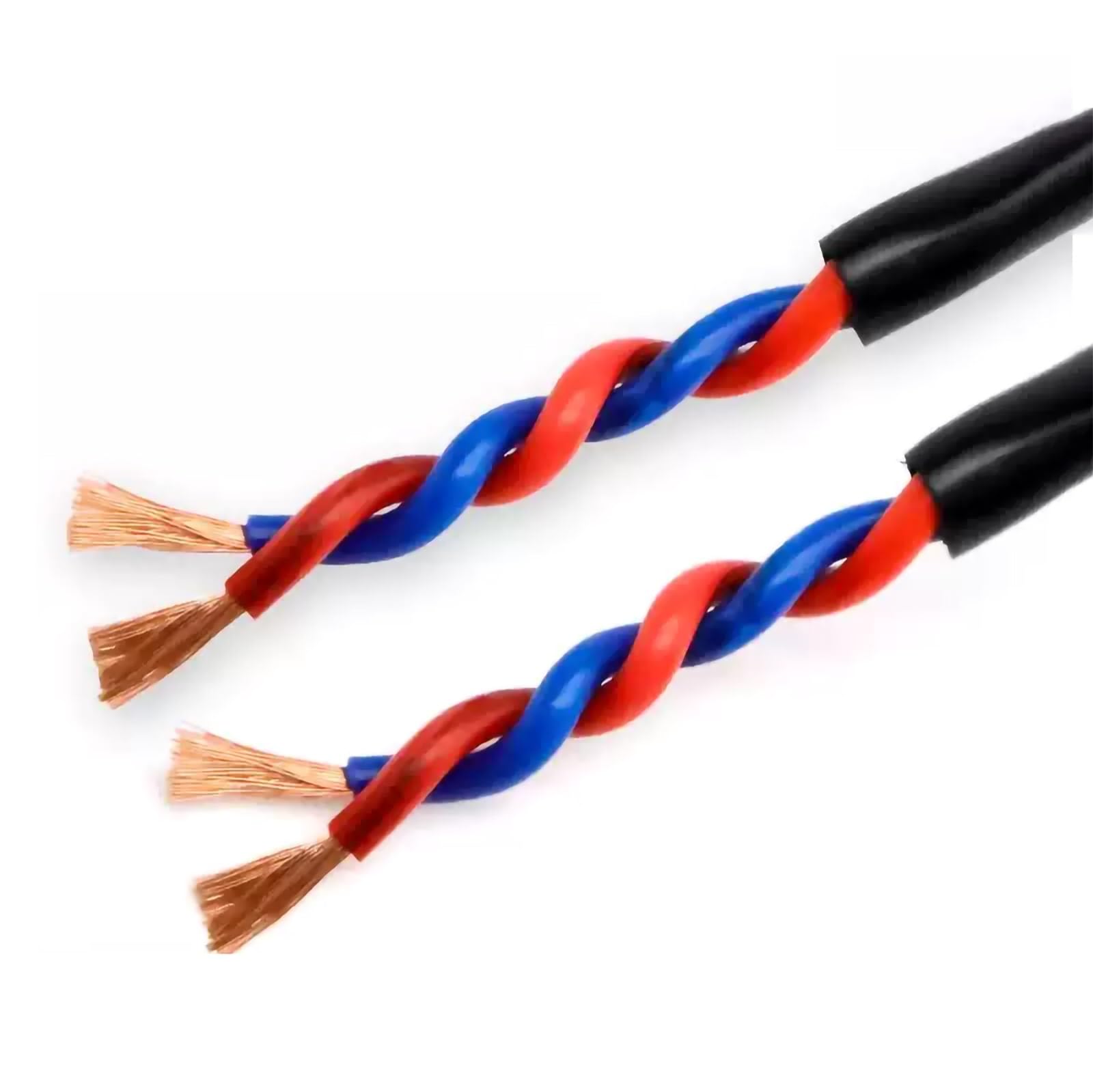 Ekranowany kabel alarmowy, 2-żyłowy skrętkowy ekranowany kabel miedziany 0,3-1, mm² z trudnopalnym PVC(45ft,1mm2-2c)