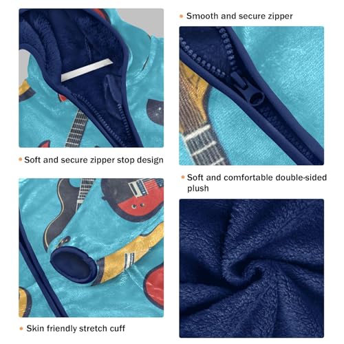 Guitar Girls Fleece Jacket Girls Fall Jacket Girls Zip Up Hoodie Girls Sherpa Jacket 2-10T3