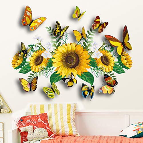 Butterfly Window Clings Sunflower Window Stickers Butterfly Flower Window Clings for Glass Windows Anti-Collision Window Decals to Prevent Bird Strikes On Glass Windows Spring Window Decor Stickers